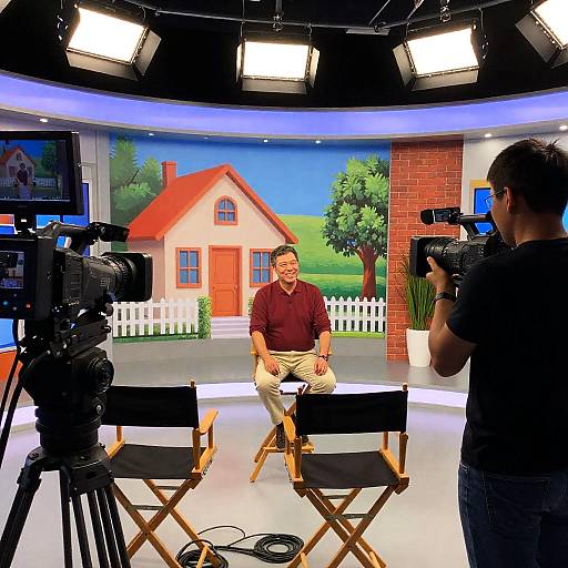 Vivid TV Studio Scene with Cameras