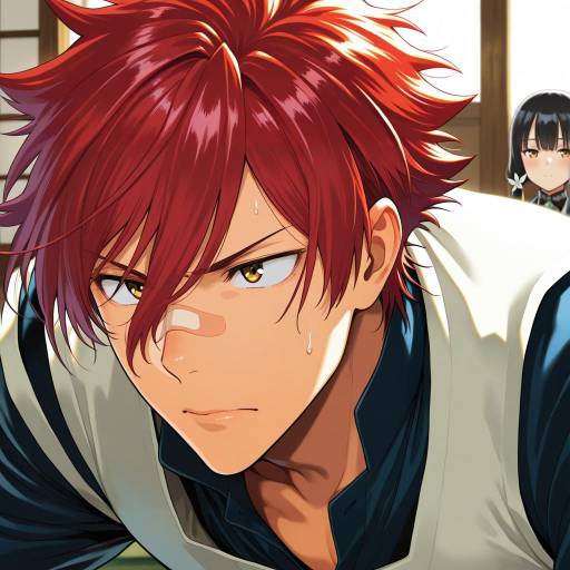 Illustration of Aizen kunitoshi, touken ranbu in the style of Munakata (sekimizu kazuki)