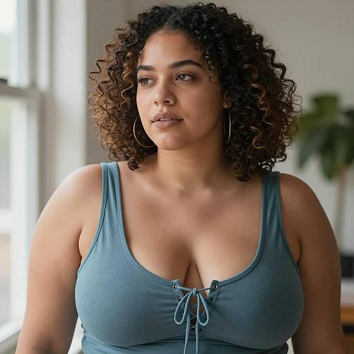 Portrait of a Curly-Haired Woman