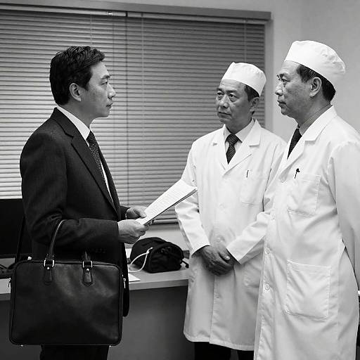 Dramatic Black-and-White Office Scene