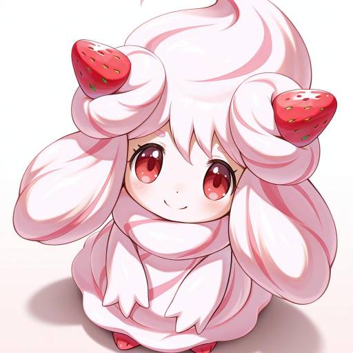 Illustration of Alcremie (strawberry sweet), pokemon in the style of Bae.c