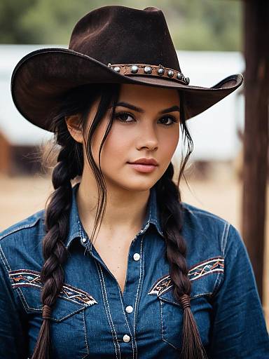 Realistic Girl Outlaw in Cowboy Hat