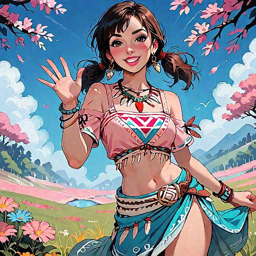 Cheerful Girl in Tribal Jewelry