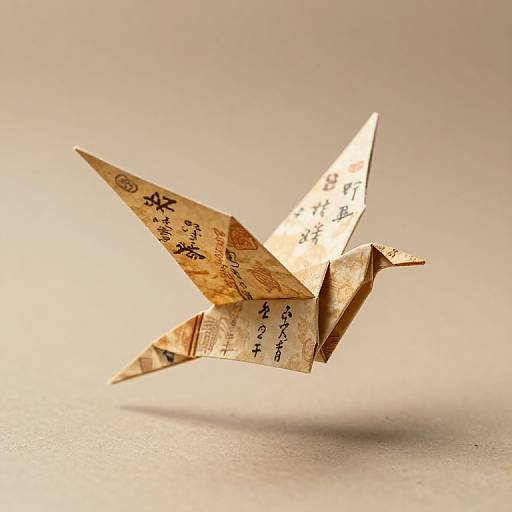 Origami Bird Soaring Through Time