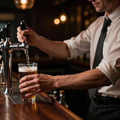 Photorealistic Bartender in Dark Bar