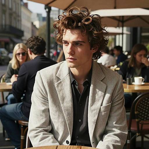 Disconnected Quiff in Urban Cafe