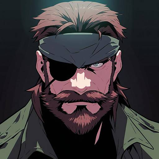 Illustration of Big boss, metal gear (series) in the style of Redlhzz