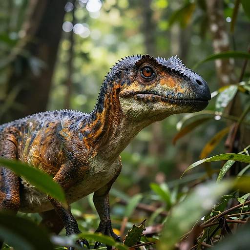 Velociraptor in Tropical Rainforest Close-Up