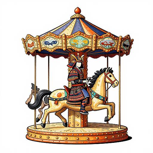 Antique Halloween Samurai Carousel