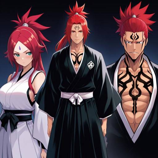 Illustration of Abarai renji, bleach in the style of Utopia