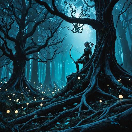 Elven Archer in Bioluminescent Alien Forest