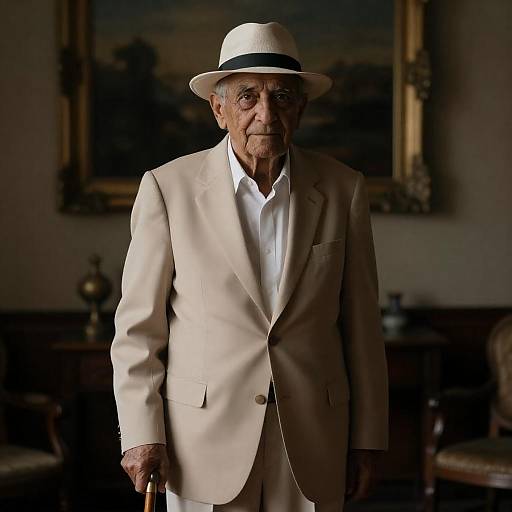 Elderly Gentleman in Beige Suit