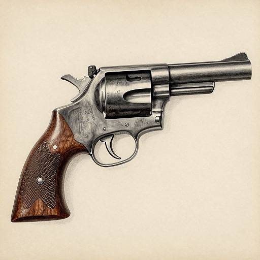 Hyper-Realistic Revolver Pencil Sketch