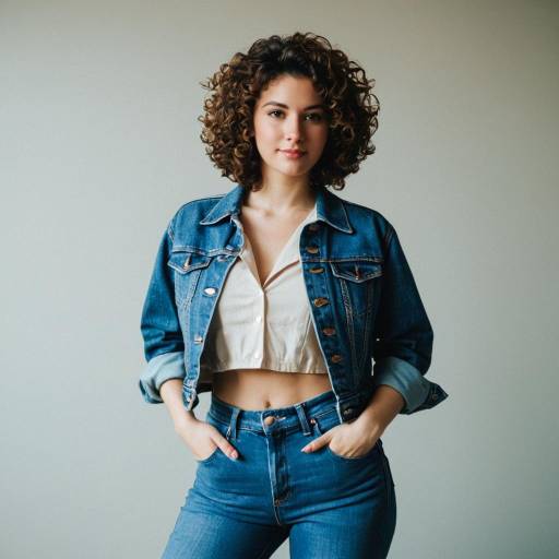 Young Woman in 90s Denim Outfit