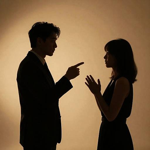 Intense Silhouette of Confronting Figures