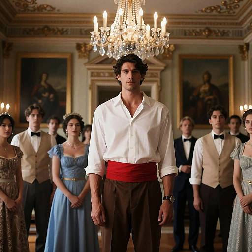 Elegant Room Scene with Diverse Figures