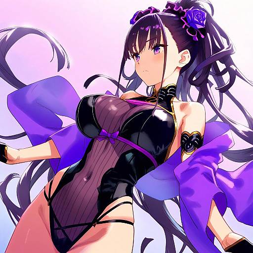 Illustration of Murasaki shikibu (swimsuit rider) (fate), fate/grand order in the style of Kawakami rokkaku