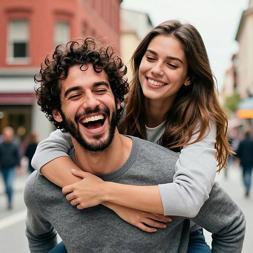 Joyful Urban Couple Embrace