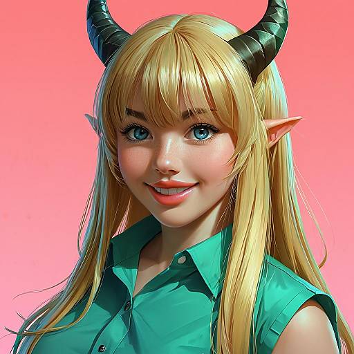 High-Quality Blonde Demon Girl Portrait
