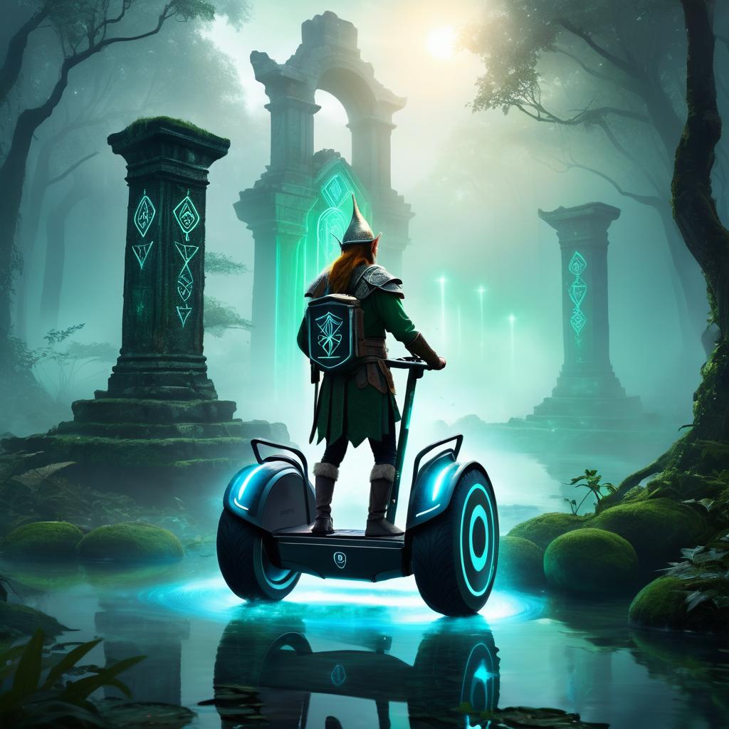 Enchanted Elf on a Magical Segway