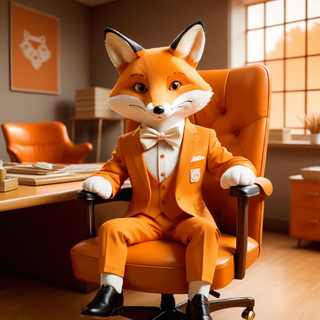 Dapper Fox in Office Chair Illustration