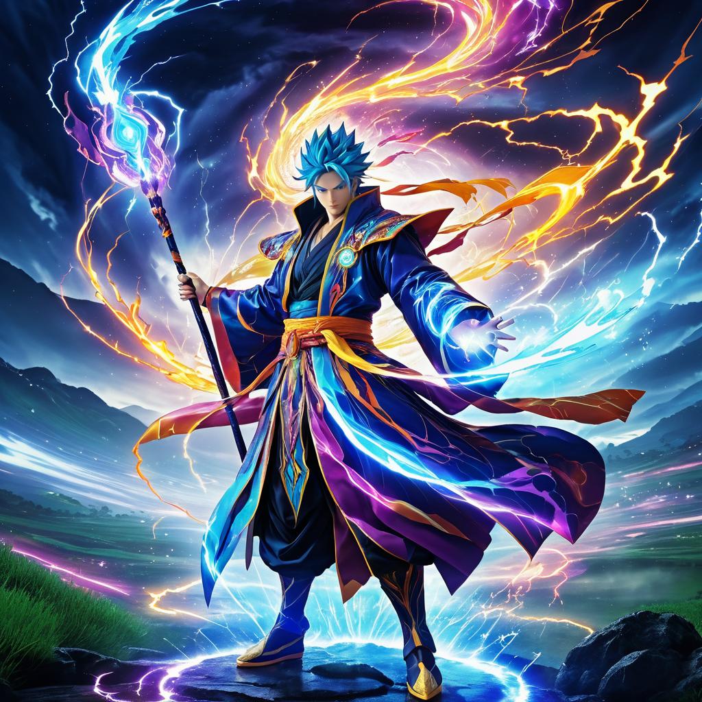 Vibrant Elemental Mage in Action