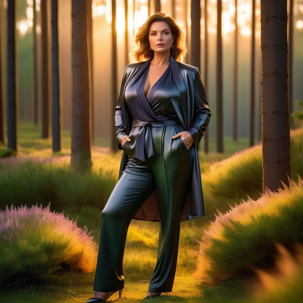 Elegant Mature Woman in Serene Forest