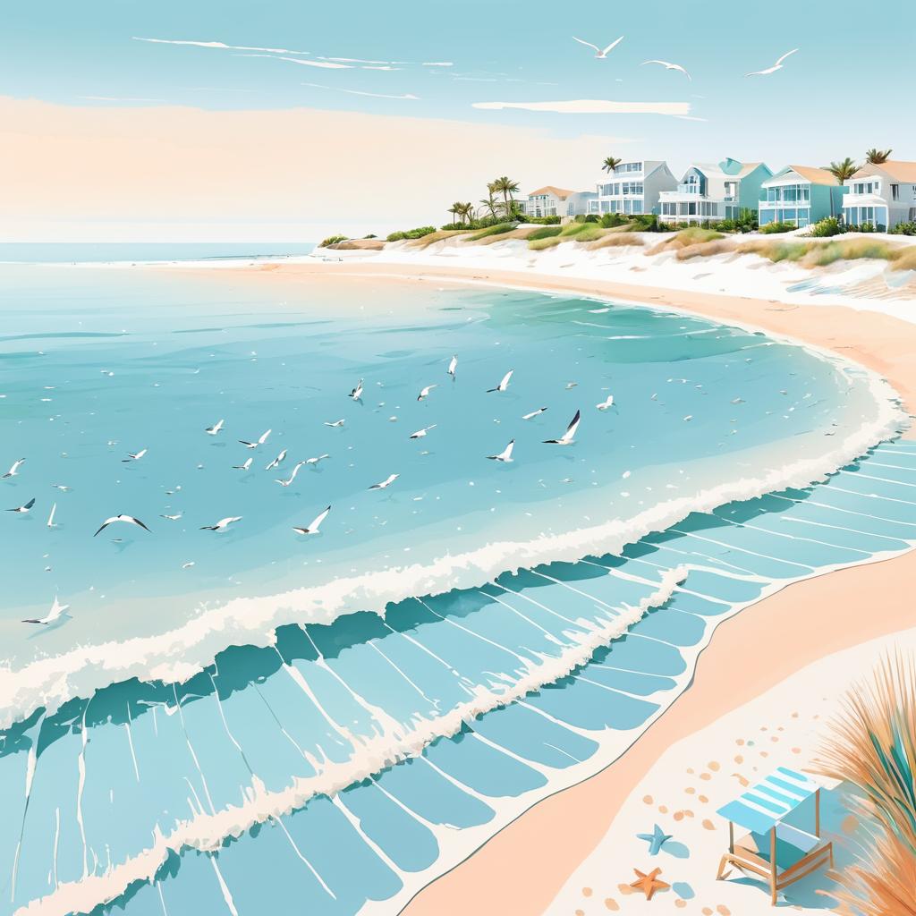 Tranquil Coastal Beach Illustration