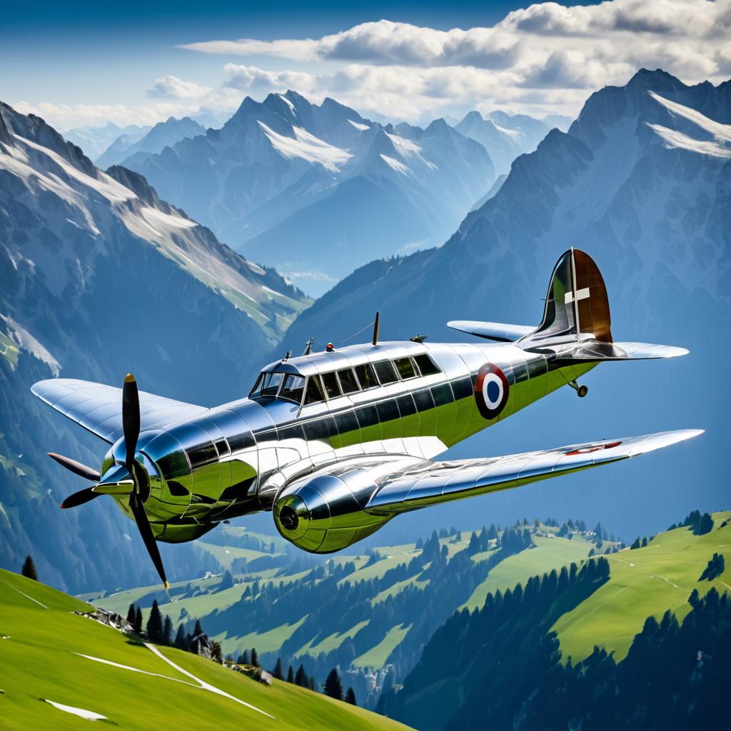 Avro Anson Flying Over the Alps