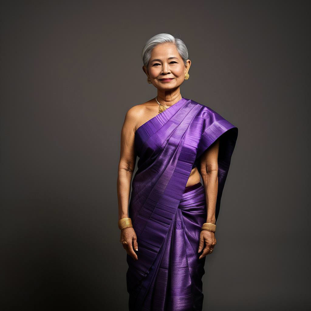 Elderly Thai Lady in Traditional Attire