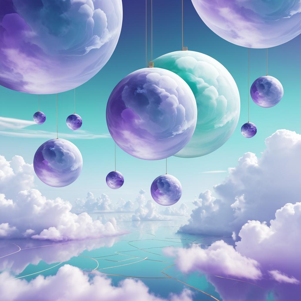 Floating Geometric Shapes in Cloud World