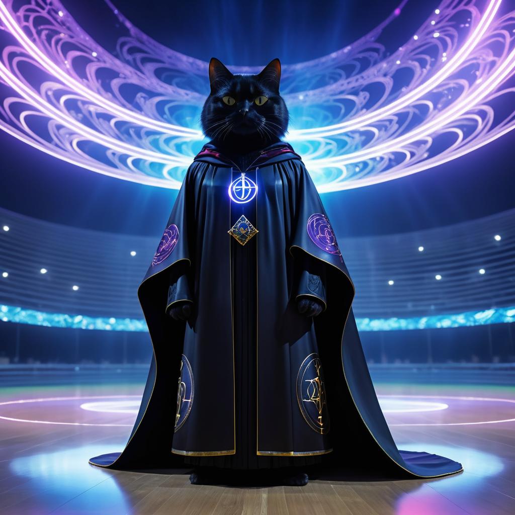 Mystical Black Cat Wizard in Arena