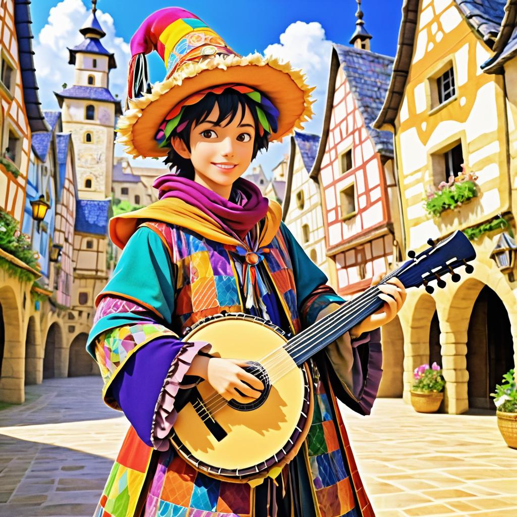 Charming Bard in Lively Village Square