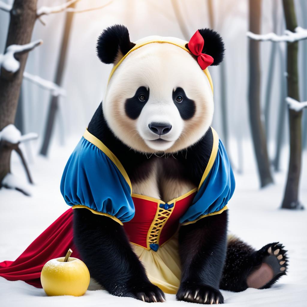 Whimsical Panda as Snow White