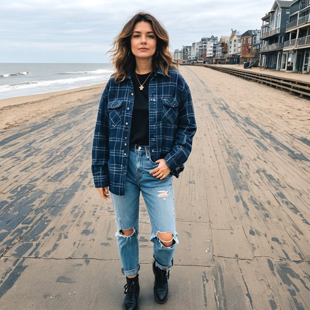 Petite Woman in 90s Beach Fashion