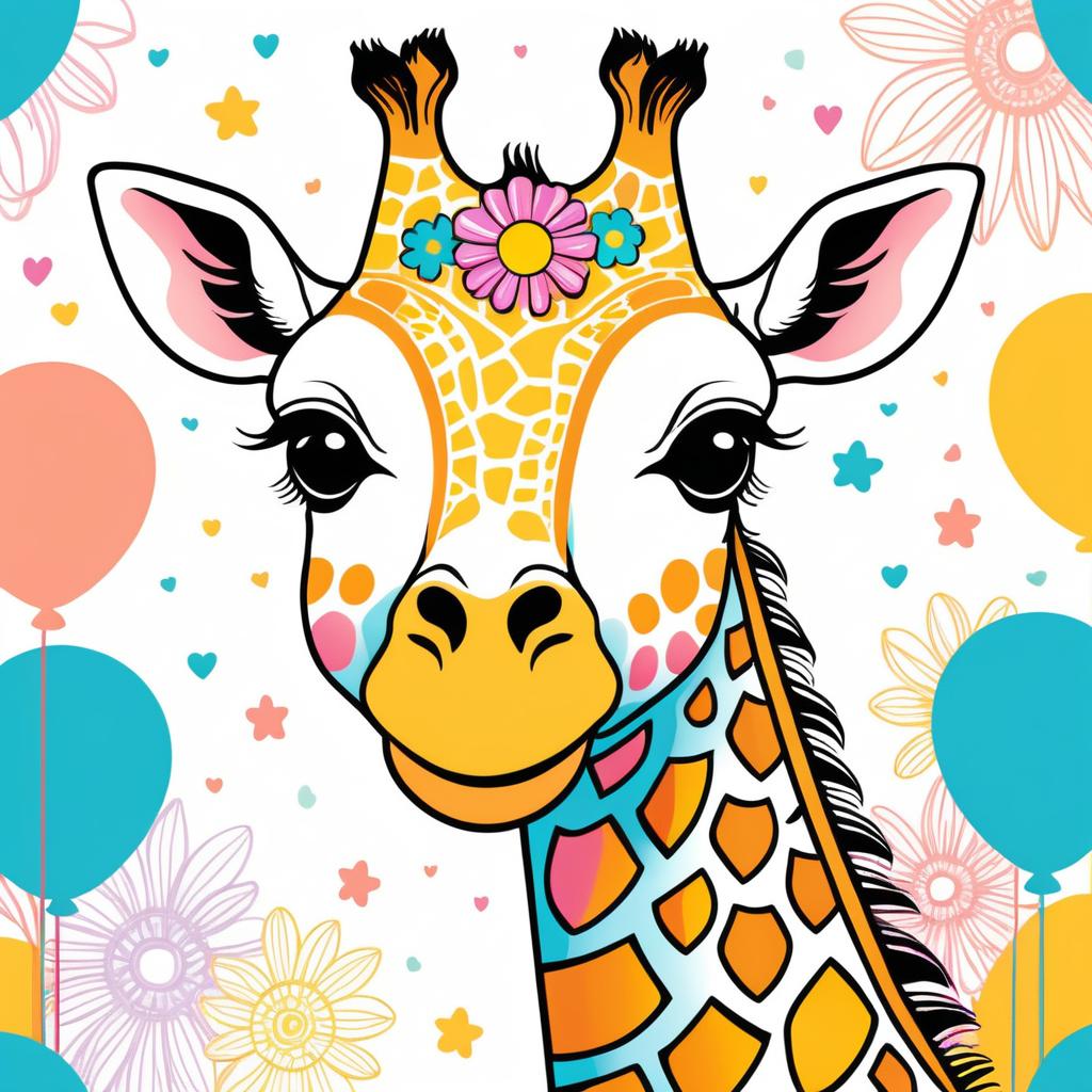 Cheerful Giraffe in Vibrant Pastels