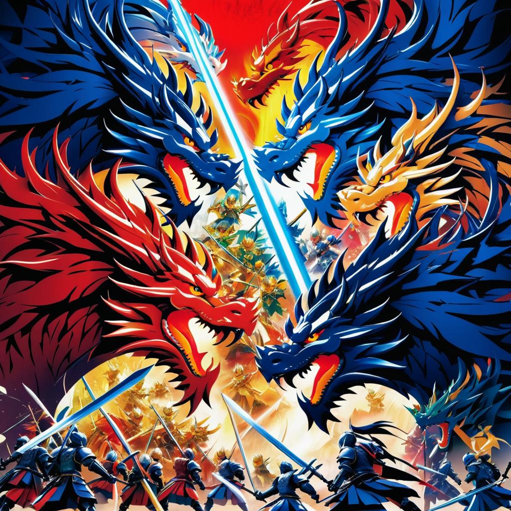 Epic Anime Knights vs Dragons Artwork