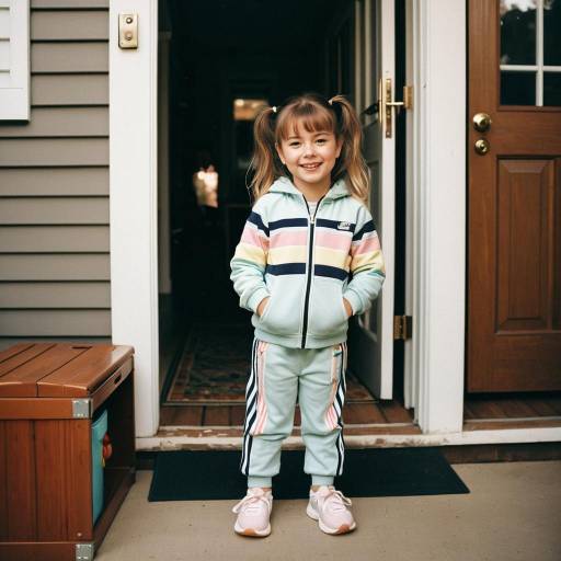 Smiling Toddler Girl in Pastel Tracksuit