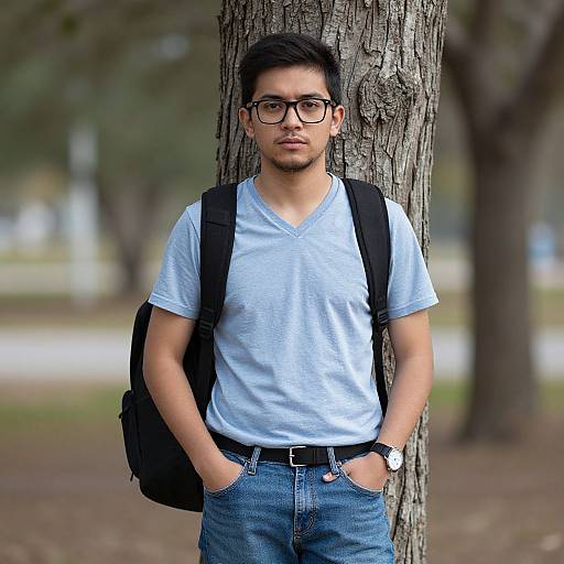 Casual Funny Guy in Denim Outfit