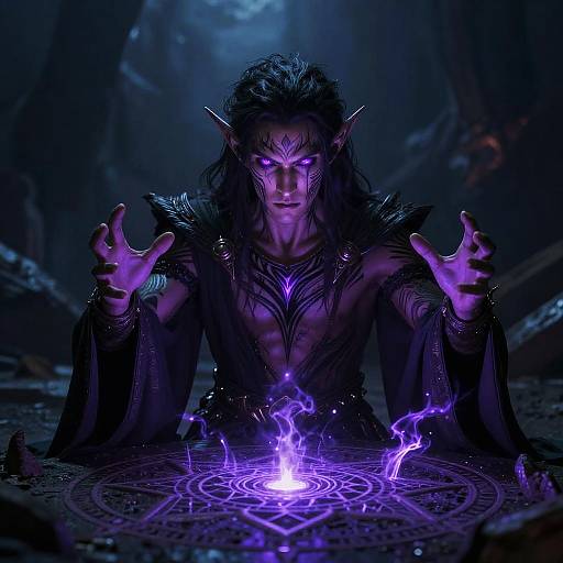 Drow Wizard in Mystic Ritual
