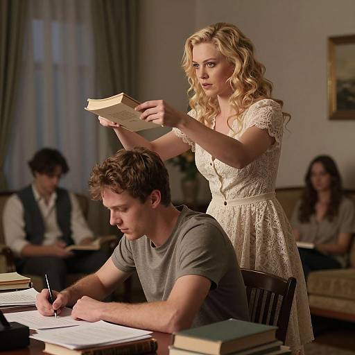 Dramatic Scene with Blonde Woman and Man