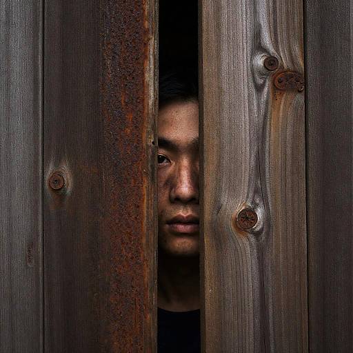 Close-Up of a Hidden Face in Shadows