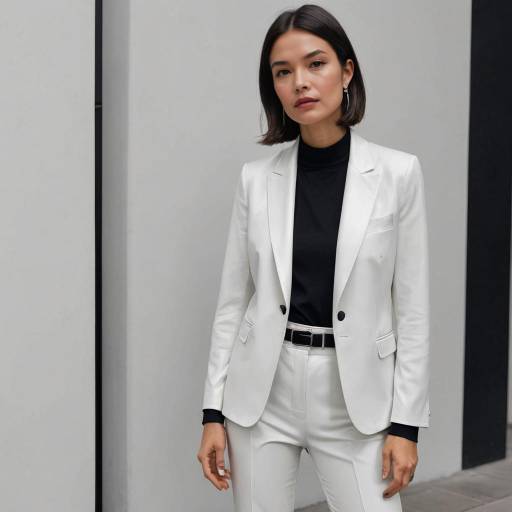 Petite Woman in White Suit with Black Top
