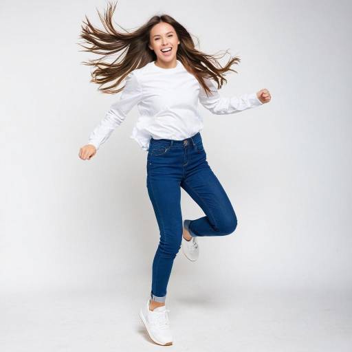 Cheerful Girl Jumping in Sneakers