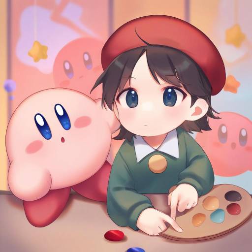 Illustration of Adeleine, kirby (series) in the style of Shan