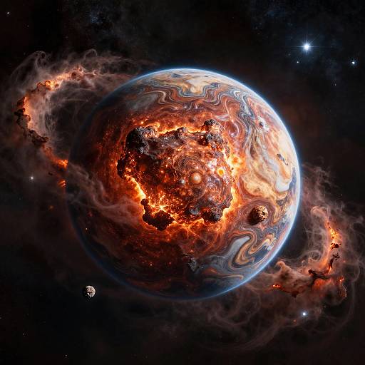 Matte Painting of Marble Water Planet