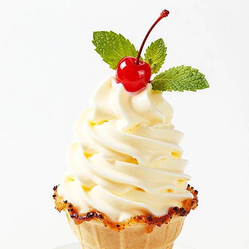 Close-Up Creamy Caramel Ice Cream Cone