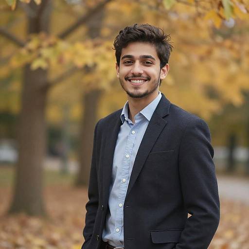 Confident Young Man in Autumn Setting