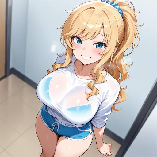 Cheerful Girl with Blonde Ponytail