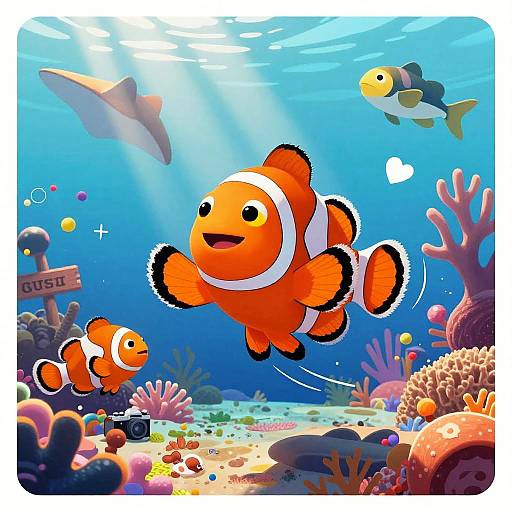 Vibrant Clownfish in Coral Reef